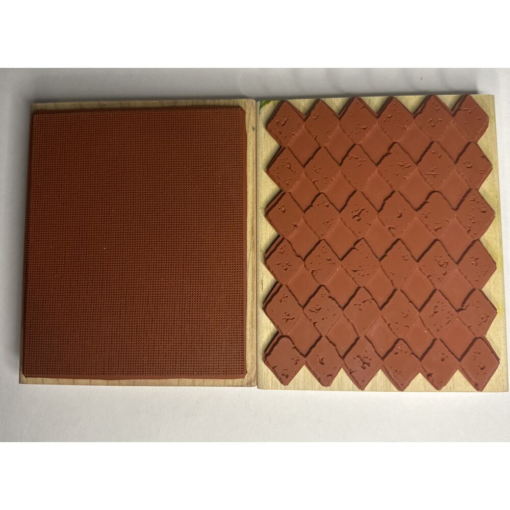 Stampin' Up! Print Pattern‎ and Canvas Wood Stamp Set of 2 Background 6x5 - Picture 3 of 4